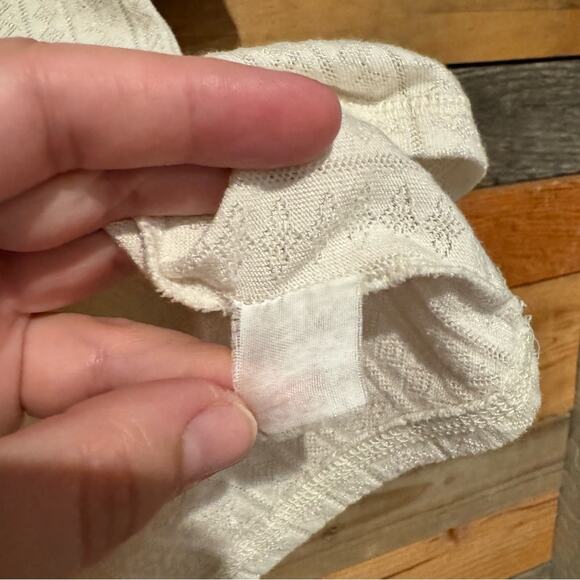 VINTAGE B.U.M. Equipment Y2K Pointelle Knit Baby Tee Short Sleeve Top Size L - Picture 9 of 9